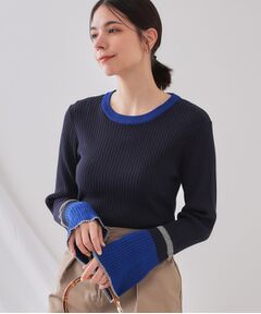 OPAQUE.CLIP / オペーク ドット クリップ ニット・セーター | 配色フレアスリーブワイドリブニット【洗濯機洗い可】