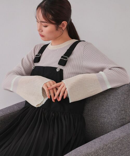 OPAQUE.CLIP / オペーク ドット クリップ ニット・セーター | 配色フレアスリーブワイドリブニット【洗濯機洗い可】 | 詳細1