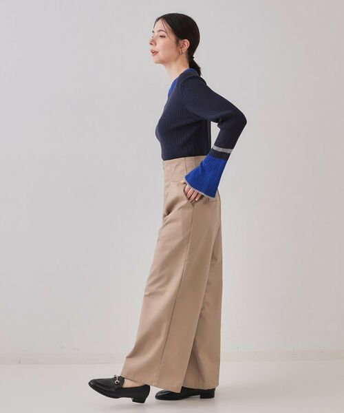 OPAQUE.CLIP / オペーク ドット クリップ ニット・セーター | 配色フレアスリーブワイドリブニット【洗濯機洗い可】 | 詳細11