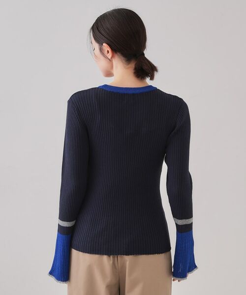 OPAQUE.CLIP / オペーク ドット クリップ ニット・セーター | 配色フレアスリーブワイドリブニット【洗濯機洗い可】 | 詳細15