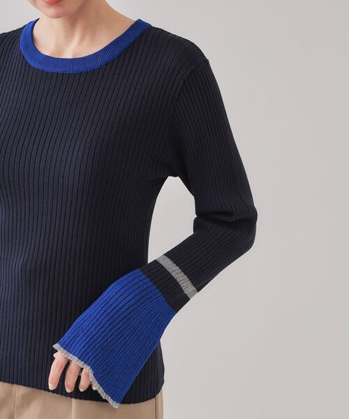 OPAQUE.CLIP / オペーク ドット クリップ ニット・セーター | 配色フレアスリーブワイドリブニット【洗濯機洗い可】 | 詳細17