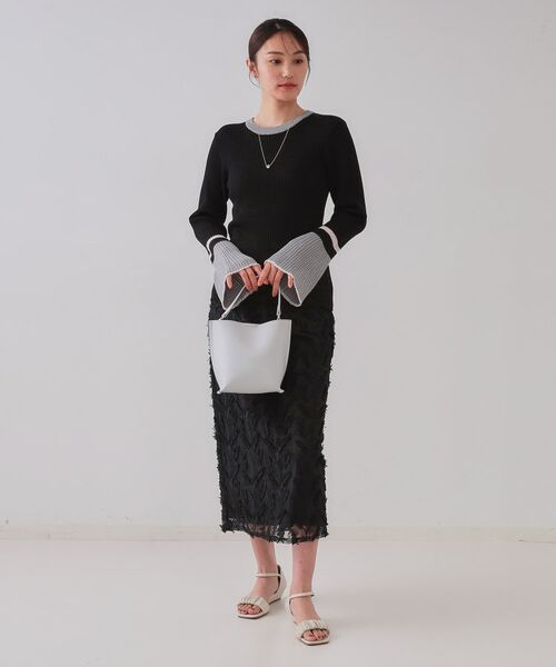 OPAQUE.CLIP / オペーク ドット クリップ ニット・セーター | 配色フレアスリーブワイドリブニット【洗濯機洗い可】 | 詳細5