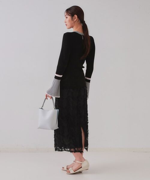 OPAQUE.CLIP / オペーク ドット クリップ ニット・セーター | 配色フレアスリーブワイドリブニット【洗濯機洗い可】 | 詳細6