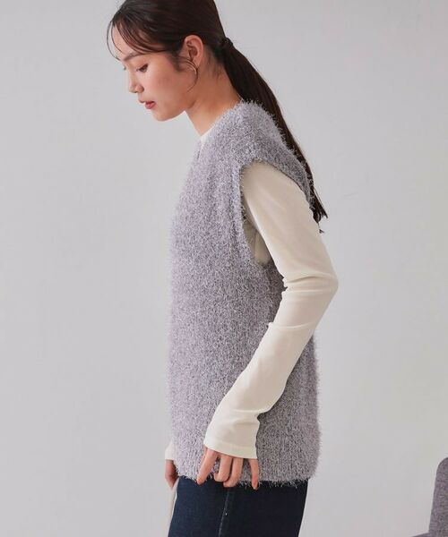 OPAQUE.CLIP / オペーク ドット クリップ ベスト | 《andGIRL掲載》ラメシャギーニットベスト【洗濯機洗い可/抗ピル】 | 詳細1