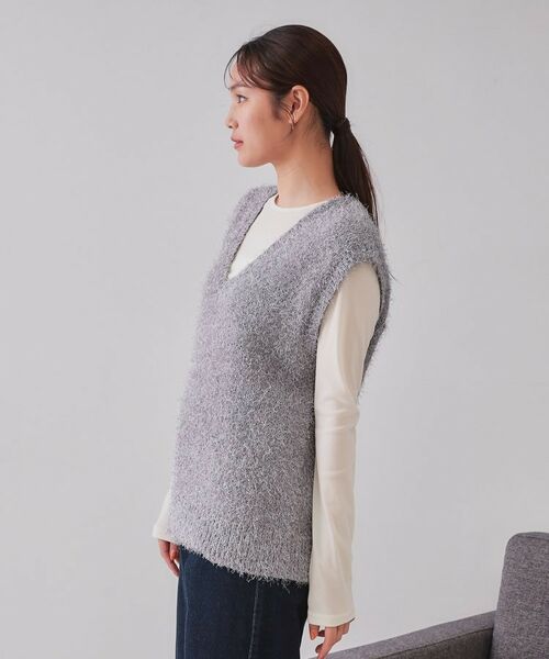 OPAQUE.CLIP / オペーク ドット クリップ ベスト | 《andGIRL掲載》ラメシャギーニットベスト【洗濯機洗い可/抗ピル】 | 詳細14