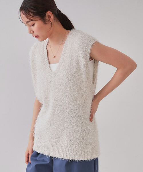 OPAQUE.CLIP / オペーク ドット クリップ ベスト | 《andGIRL掲載》ラメシャギーニットベスト【洗濯機洗い可/抗ピル】 | 詳細5
