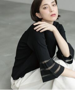 OPAQUE.CLIP / オペーク ドット クリップ ニット・セーター | 《6色展開》シアーボーダーフレアスリーブニット【洗濯機洗い可】