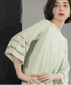 OPAQUE.CLIP / オペーク ドット クリップ ニット・セーター | 《6色展開》シアーボーダーフレアスリーブニット【洗濯機洗い可】