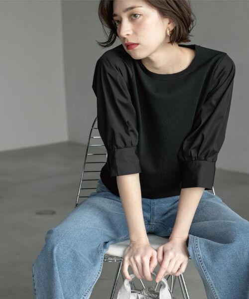 OPAQUE.CLIP / オペーク ドット クリップ ニット・セーター | フハクスリーブドッキングニット【洗濯機洗い可】 | 詳細13