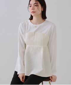 OPAQUE.CLIP / オペーク ドット クリップ カットソー | ジャカードビスチェドッキングトップス【洗濯機洗い可】