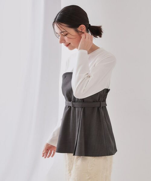 OPAQUE.CLIP / オペーク ドット クリップ カットソー | ベルト付ビスチェドッキングカットソー【洗濯機洗い可】 | 詳細1