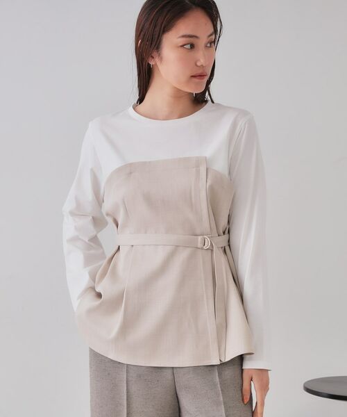 OPAQUE.CLIP / オペーク ドット クリップ カットソー | ベルト付ビスチェドッキングカットソー【洗濯機洗い可】 | 詳細5