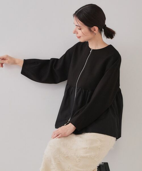 OPAQUE.CLIP / オペーク ドット クリップ カーディガン・ボレロ | ペプラムドッキングZIPカーディガン【洗濯機洗い可】 | 詳細1