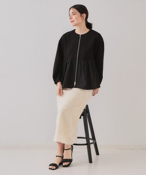 OPAQUE.CLIP / オペーク ドット クリップ カーディガン・ボレロ | ペプラムドッキングZIPカーディガン【洗濯機洗い可】 | 詳細3