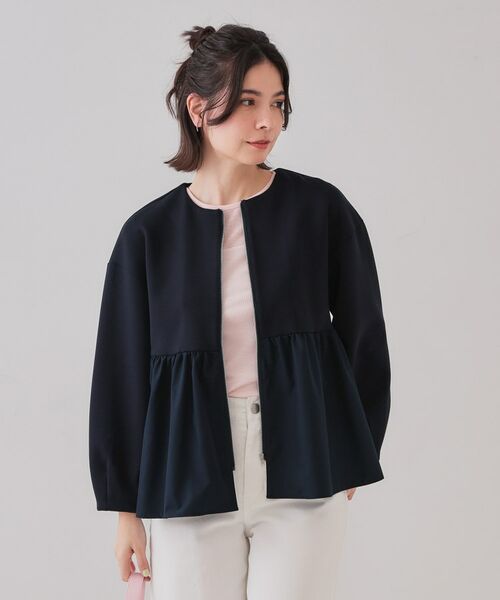 OPAQUE.CLIP / オペーク ドット クリップ カーディガン・ボレロ | ペプラムドッキングZIPカーディガン【洗濯機洗い可】 | 詳細5