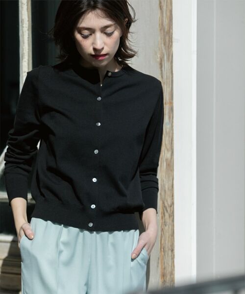 OPAQUE.CLIP / オペーク ドット クリップ カーディガン・ボレロ | クルーネックニットカーディガン/オーガニックコットン混【UV/洗濯機洗い可】 | 詳細14