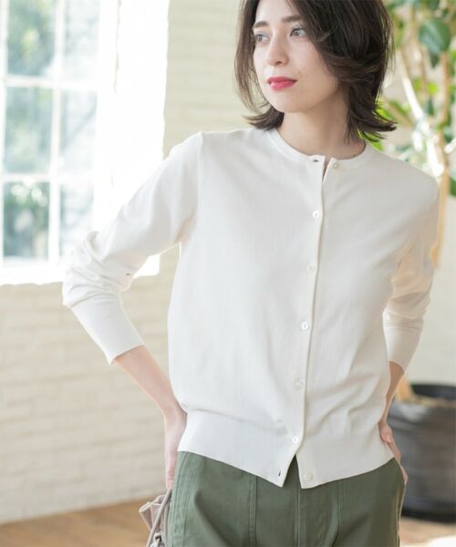 OPAQUE.CLIP / オペーク ドット クリップ カーディガン・ボレロ | クルーネックニットカーディガン/オーガニックコットン混【UV/洗濯機洗い可】 | 詳細2