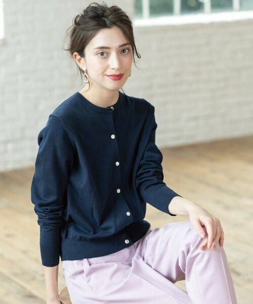 OPAQUE.CLIP / オペーク ドット クリップ カーディガン・ボレロ | クルーネックニットカーディガン/オーガニックコットン混【UV/洗濯機洗い可】 | 詳細30