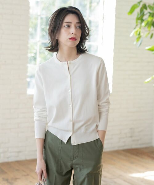 OPAQUE.CLIP / オペーク ドット クリップ カーディガン・ボレロ | クルーネックニットカーディガン/オーガニックコットン混【UV/洗濯機洗い可】 | 詳細5