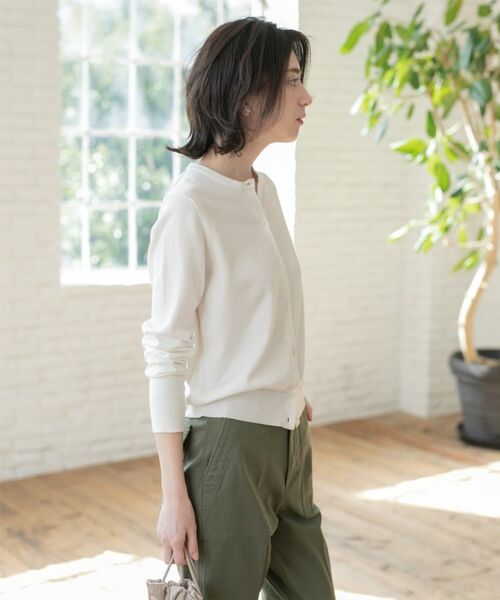 OPAQUE.CLIP / オペーク ドット クリップ カーディガン・ボレロ | クルーネックニットカーディガン/オーガニックコットン混【UV/洗濯機洗い可】 | 詳細6