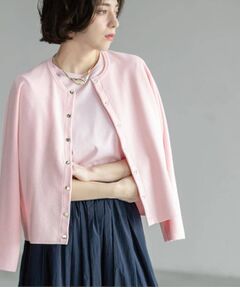 スナップボタンショートニットカーディガン【洗濯機洗い可】