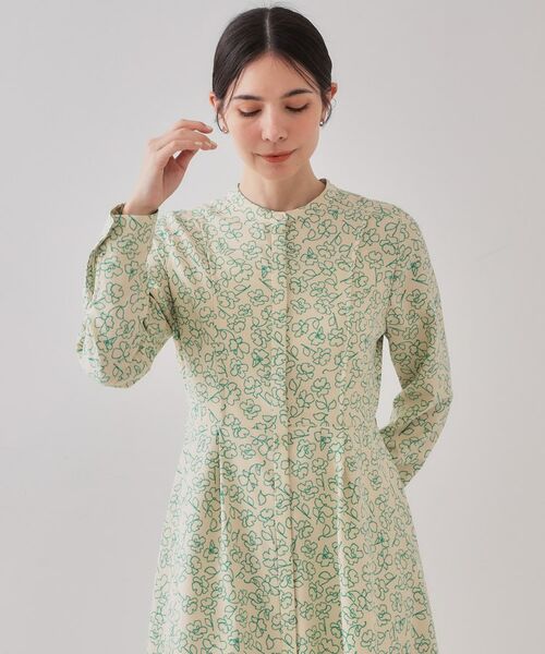 OPAQUE.CLIP / オペーク ドット クリップ ミニ丈・ひざ丈ワンピース | フラワープリントワンピース【洗濯機洗い可】 | 詳細5