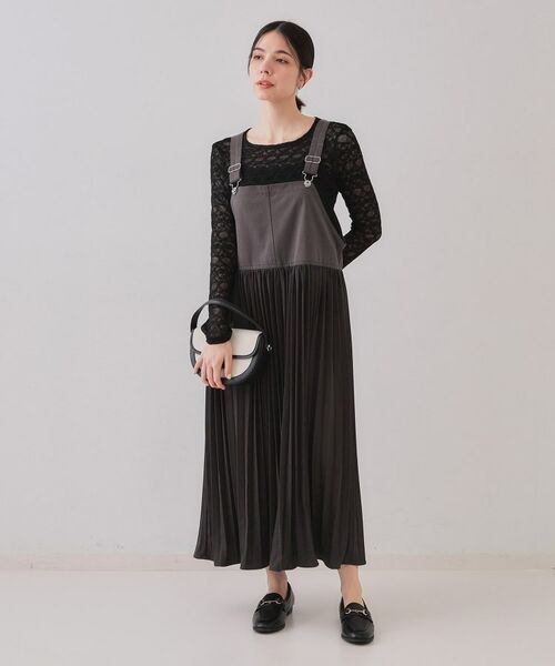 OPAQUE.CLIP / オペーク ドット クリップ スカート | プリーツドッキングジャンパードレス【洗濯機洗い可】 | 詳細1