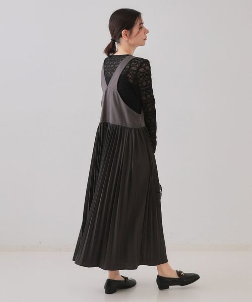 OPAQUE.CLIP / オペーク ドット クリップ スカート | プリーツドッキングジャンパードレス【洗濯機洗い可】 | 詳細2