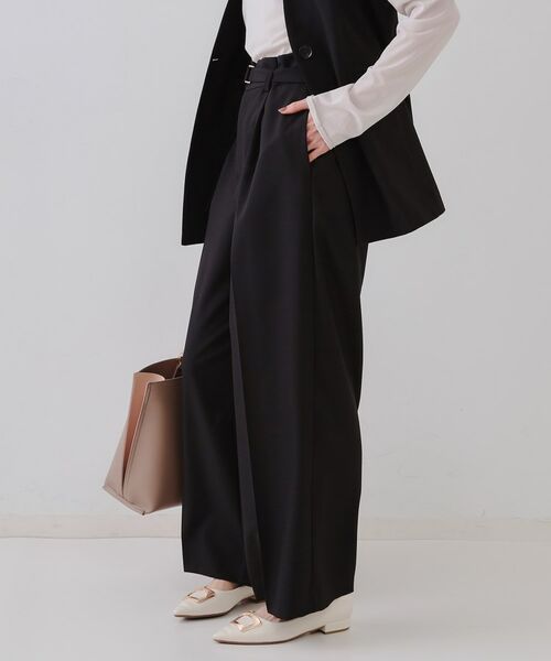 OPAQUE.CLIP / オペーク ドット クリップ パンツ | ベルト付きタックワイドパンツ/セットアップ対応【洗濯機洗い可】 | 詳細11