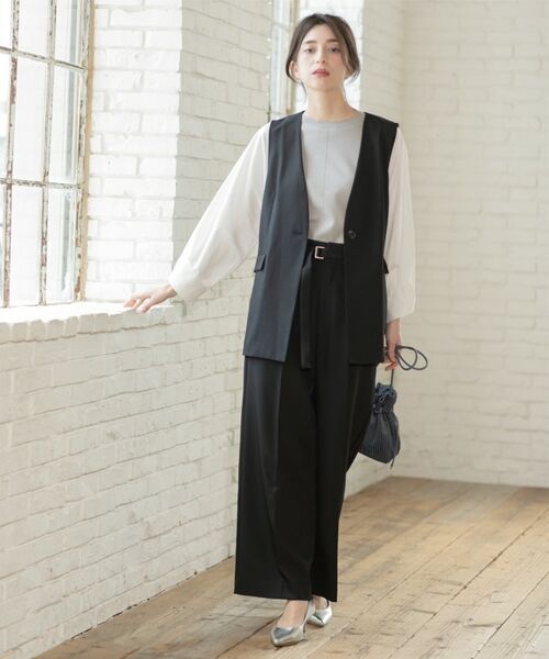 OPAQUE.CLIP / オペーク ドット クリップ パンツ | ベルト付きタックワイドパンツ/セットアップ対応【洗濯機洗い可】 | 詳細2