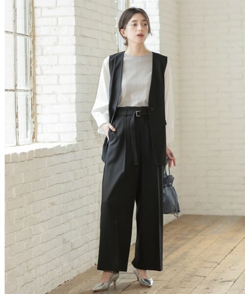 OPAQUE.CLIP / オペーク ドット クリップ パンツ | ベルト付きタックワイドパンツ/セットアップ対応【洗濯機洗い可】 | 詳細3