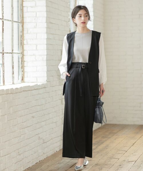 OPAQUE.CLIP / オペーク ドット クリップ パンツ | ベルト付きタックワイドパンツ/セットアップ対応【洗濯機洗い可】 | 詳細4