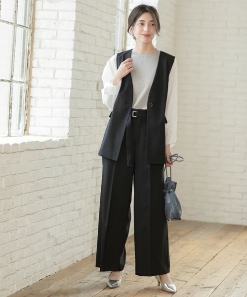 OPAQUE.CLIP / オペーク ドット クリップ パンツ | ベルト付きタックワイドパンツ/セットアップ対応【洗濯機洗い可】 | 詳細5