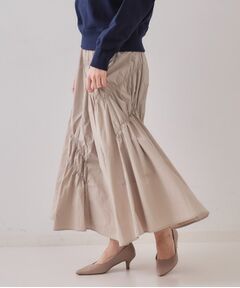 OPAQUE.CLIP / オペーク ドット クリップ ロング・マキシ丈スカート | シャーリングアシメフレアスカート【洗濯機洗い可】