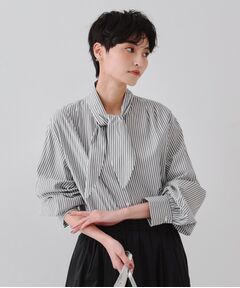 OPAQUE.CLIP / オペーク ドット クリップ シャツ・ブラウス | ストライプボウタイシャツ【洗濯機洗い可】