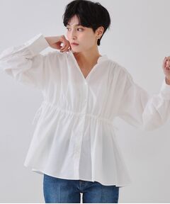 OPAQUE.CLIP / オペーク ドット クリップ シャツ・ブラウス | ウエストリボンペプラムシャツ【洗濯機洗い可】