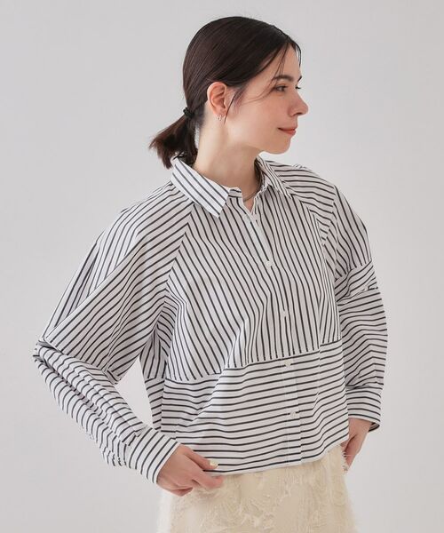 OPAQUE.CLIP / オペーク ドット クリップ シャツ・ブラウス | 《andGIRL掲載》ストライプフォルムシャツ【洗濯機洗い可】 | 詳細1