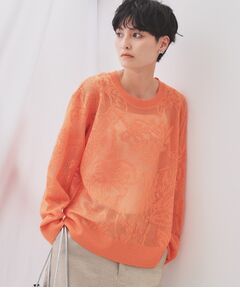 OPAQUE.CLIP / オペーク ドット クリップ ニット・セーター | フワラー柄シアーメッシュニット【洗濯機洗い可】