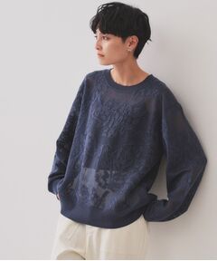 OPAQUE.CLIP / オペーク ドット クリップ ニット・セーター | フワラー柄シアーメッシュニット【洗濯機洗い可】