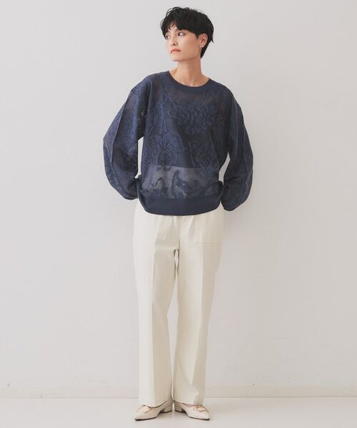 OPAQUE.CLIP / オペーク ドット クリップ ニット・セーター | フワラー柄シアーメッシュニット【洗濯機洗い可】 | 詳細10