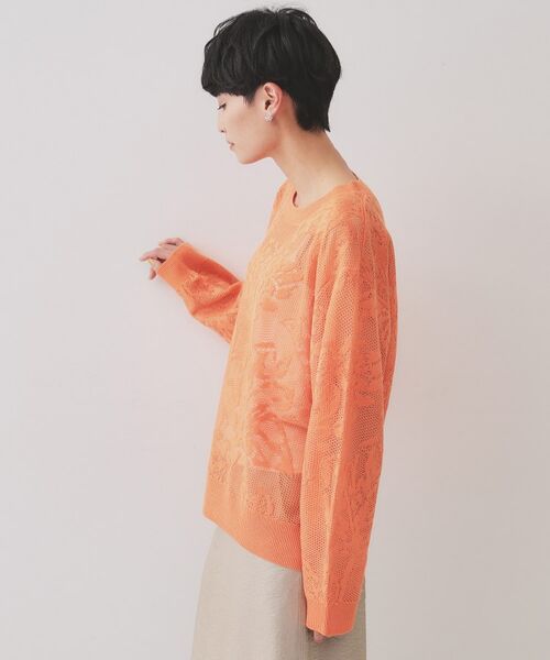 OPAQUE.CLIP / オペーク ドット クリップ ニット・セーター | フワラー柄シアーメッシュニット【洗濯機洗い可】 | 詳細14