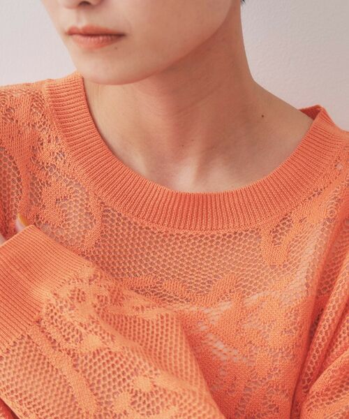 OPAQUE.CLIP / オペーク ドット クリップ ニット・セーター | フワラー柄シアーメッシュニット【洗濯機洗い可】 | 詳細16