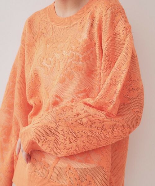 OPAQUE.CLIP / オペーク ドット クリップ ニット・セーター | フワラー柄シアーメッシュニット【洗濯機洗い可】 | 詳細17