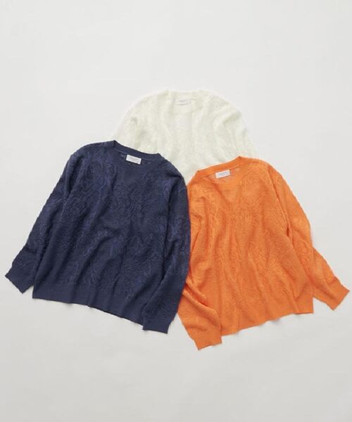 OPAQUE.CLIP / オペーク ドット クリップ ニット・セーター | フワラー柄シアーメッシュニット【洗濯機洗い可】 | 詳細20