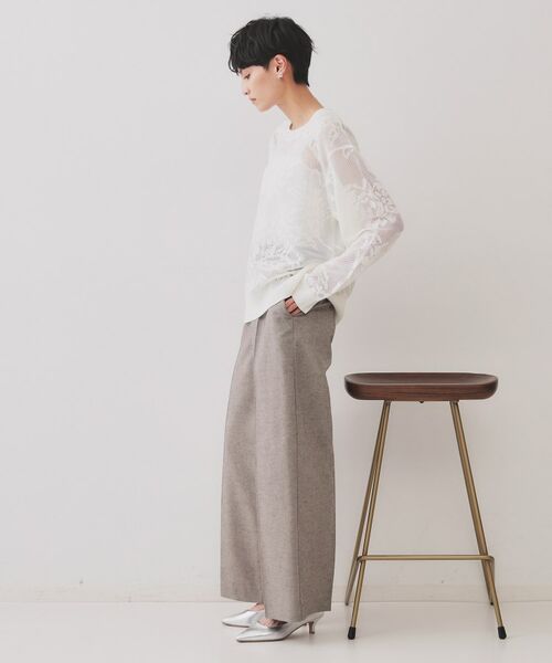 OPAQUE.CLIP / オペーク ドット クリップ ニット・セーター | フワラー柄シアーメッシュニット【洗濯機洗い可】 | 詳細3