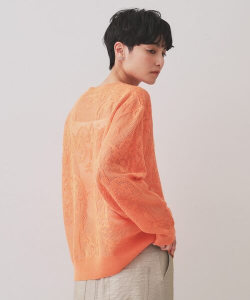 OPAQUE.CLIP / オペーク ドット クリップ ニット・セーター | フワラー柄シアーメッシュニット【洗濯機洗い可】 | 詳細5