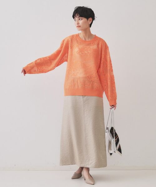 OPAQUE.CLIP / オペーク ドット クリップ ニット・セーター | フワラー柄シアーメッシュニット【洗濯機洗い可】 | 詳細6