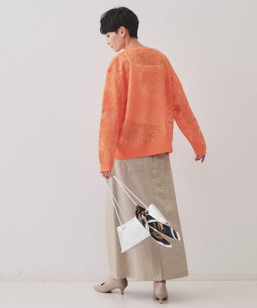 OPAQUE.CLIP / オペーク ドット クリップ ニット・セーター | フワラー柄シアーメッシュニット【洗濯機洗い可】 | 詳細7