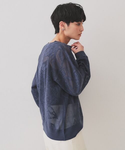 OPAQUE.CLIP / オペーク ドット クリップ ニット・セーター | フワラー柄シアーメッシュニット【洗濯機洗い可】 | 詳細9