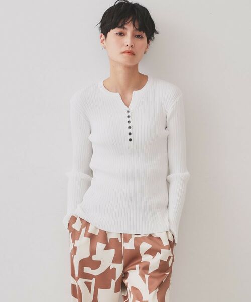 OPAQUE.CLIP / オペーク ドット クリップ ニット・セーター | ヘンリーネックリブニット【洗濯機洗い可】 | 詳細1